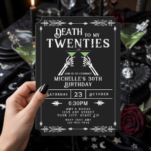 Convites Morte aos Meus 20 Anos Moda Gótica Aniversário de 