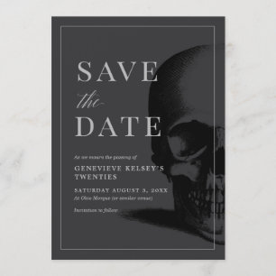 Convites Morte aos seus 20 anos, festa, data a ser salva