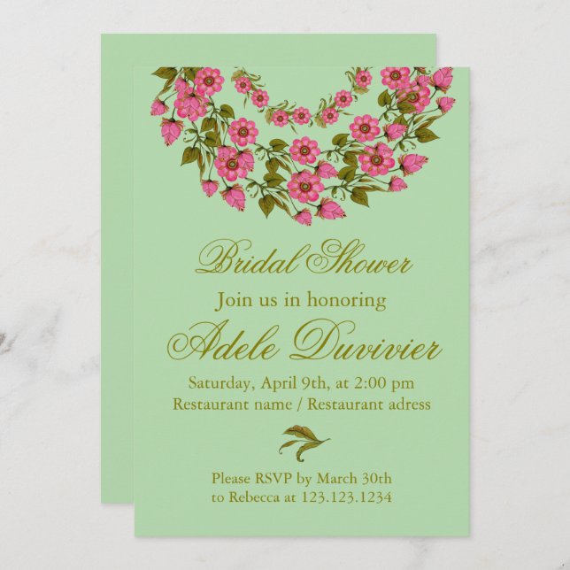 Convites Mortes Florais Rosa | CHÁ DE PANELA (Frente/Verso)