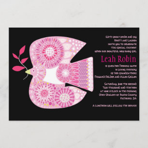 Convites MOSAIC DOVE DA PEACE Jewish Baby Naming Invitation