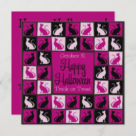 Convites Mosaico de gato Halloween