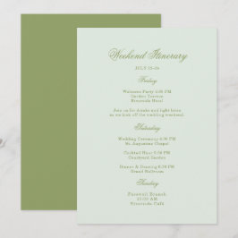 Convites Moss Green Estate Wedding Itinerary Card