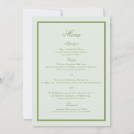 Convites Moss Green Estate Wedding Menu Card