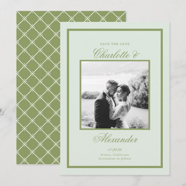Convites Moss Green Estate Wedding Save the Date (Frente/Verso)
