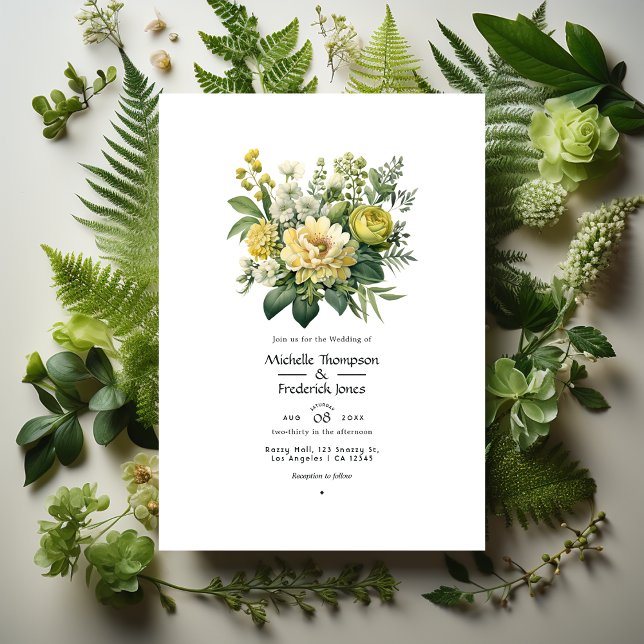 Convites Moss Green Floral Wedding (Criador carregado)