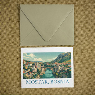 Convites Mostar Bósnia Ponte Velha Stari Most Viagem Retro