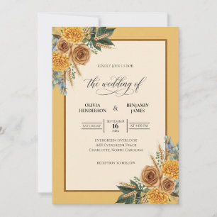 Convites Mostarda Âmbar Calêndula Eucalipto Casamento