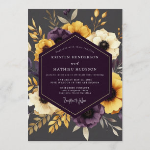 Convites Mostarda & Ameixa Floral Moody Casamento