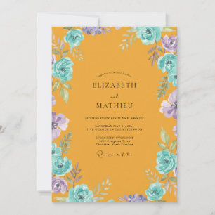 Convites Mostarda Aqua Ranunculus Cinza Eucalipto Casamento