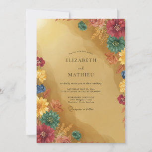 Convites Mostarda Casamento Borgonha Zinnia Eucalipto