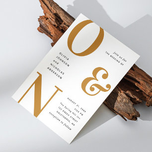 Convites Mostarda de baixa mostarda ousada tipografia casam