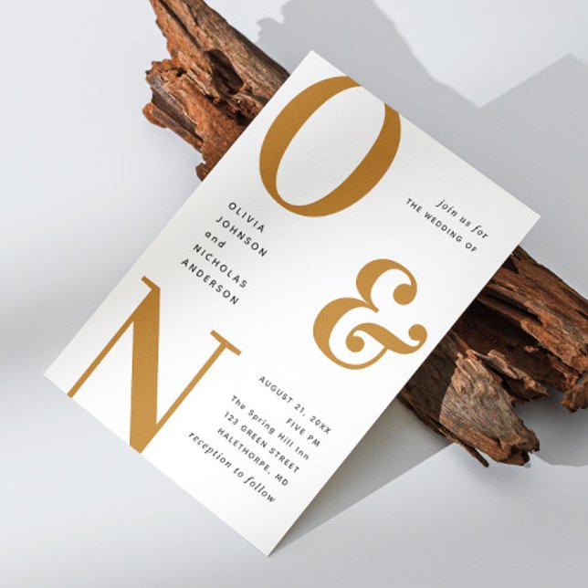 Convites Mostarda de baixa mostarda ousada tipografia casam (Criador carregado)