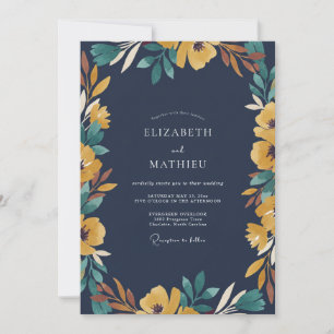 Convites Mostarda Folhagem Teal Suave Eucalipto Casamento