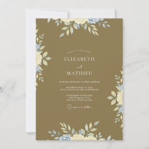 Convites Mostarda Folhas de Ouro Antigo Casamento