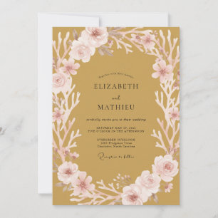 Convites Mostarda Gentil Flor de Casamento
