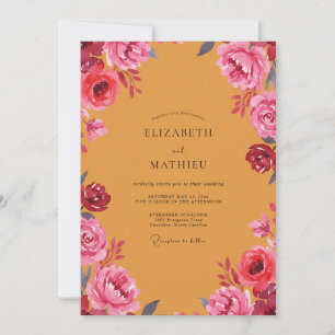 Convites Mostarda Magenta Ranunculus Empoeirado Weddin