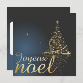 Convites Motif de Noël bleu avec arbre de Noël doré