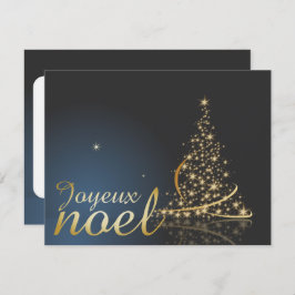 Convites Motif de Noël bleu avec arbre de Noël doré