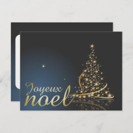 Convites Motif de Noël bleu avec arbre de Noël doré