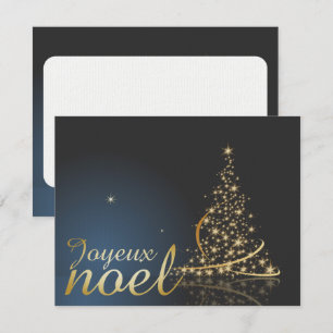 Convites Motif de Noël bleu avec arbre de Noël doré