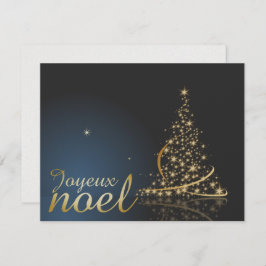 Convites Motif de Noël bleu avec arbre de Noël doré