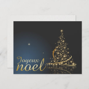 Convites Motif de Noël bleu avec arbre de Noël doré