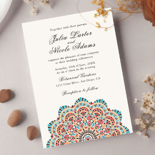 Convites Motivo Artístico Moderno Estilo Mandala Casamento