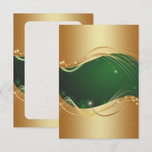 Convites Motivo de Natal dourado com fundo verde...
