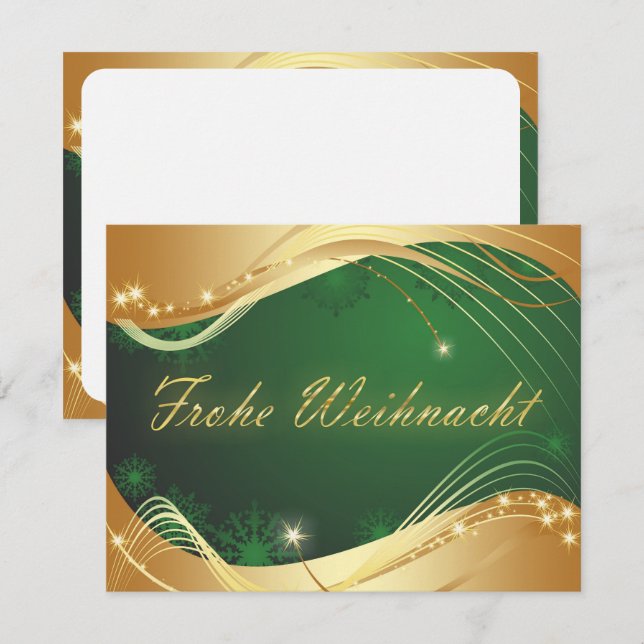 Convites Motivo de Natal Dourado com Fundo Verde (Frente/Verso)