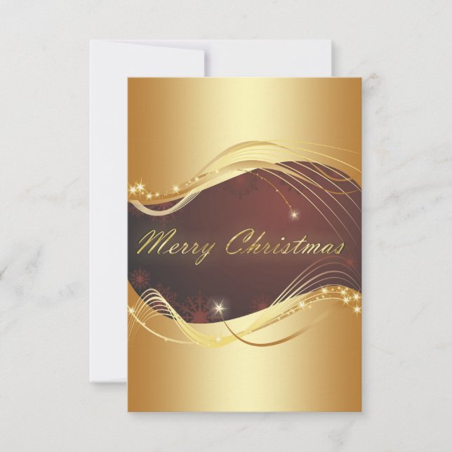 Convites Motivo de Natal dourado com fundo vermelho (Frente)