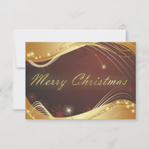Convites Motivo de Natal ouro com fundo vermelho