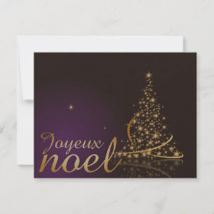 Convites Motivo de Natal roxo com árvore de Natal dourada