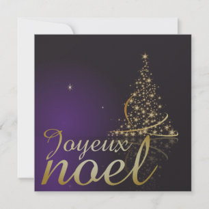 Convites Motivo de Natal roxo com árvore de Natal dourada