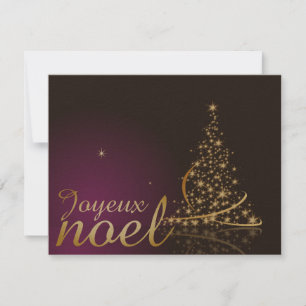 Convites Motivo de Natal roxo com árvore de Natal dourada
