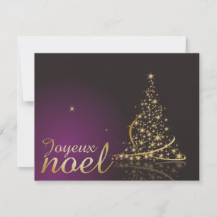Convites Motivo de Natal roxo com árvore de Natal dourada