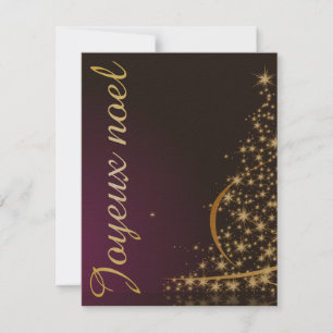 Convites Motivo de Natal roxo com árvore de Natal dourada