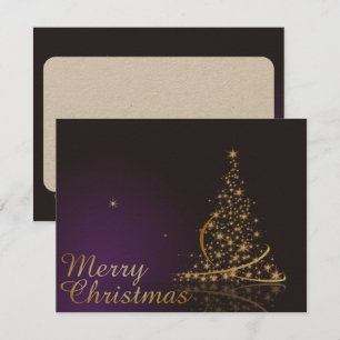 Convites Motivo de Natal roxo escuro com Natal dourado