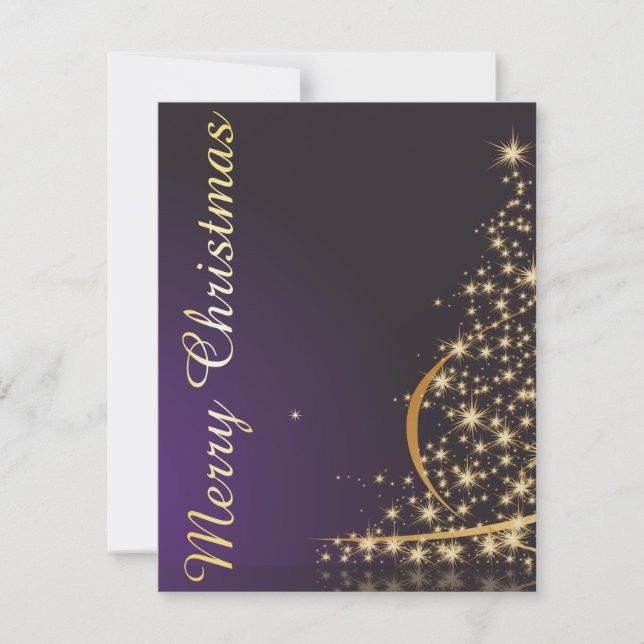 Convites Motivo de Natal roxo escuro com Natal dourado (Frente)
