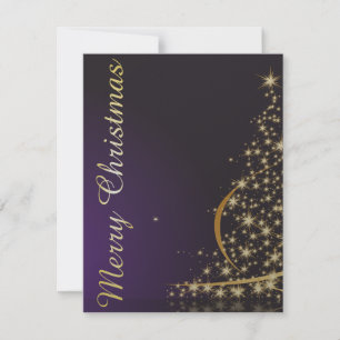 Convites Motivo de Natal roxo escuro com Natal dourado