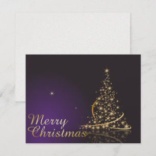 Convites Motivo de Natal roxo escuro com Natal dourado