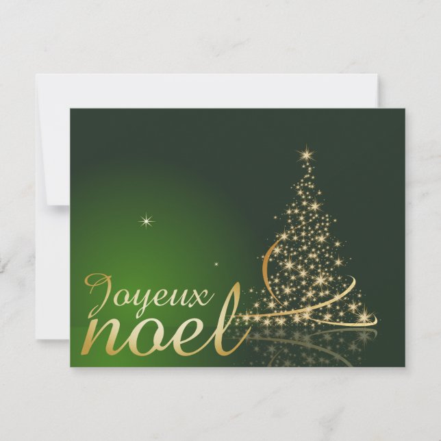 Convites Motivo de Natal verde com árvore de Natal dourada (Frente)