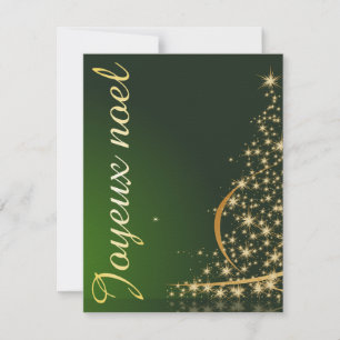 Convites Motivo de Natal verde com árvore de Natal dourada