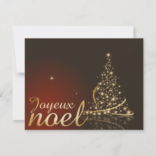 Convites Motivo de Natal vermelho com árvore de Natal doura (Frente)