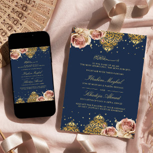Convites Motivo Islâmico Rosa Roxa Azul Marinho Casamento M
