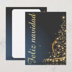Convites Motivo natalício azul com dourado árvore de natal.