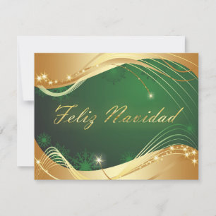 Convites Motivo natalício dourado com fundo verde