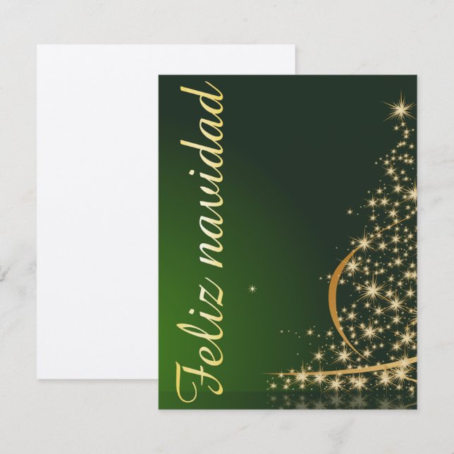 Convites Motivo natalício verde com árvore de Natal. (Frente/Verso)