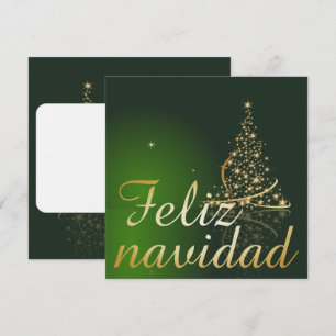 Convites Motivo natalício verde com árvore de Natal.