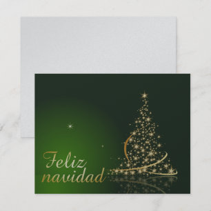 Convites Motivo natalício verde com árvore de Natal.
