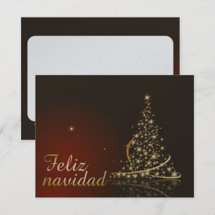 Convites Motivo natalício vermelho com dourado árvore de na